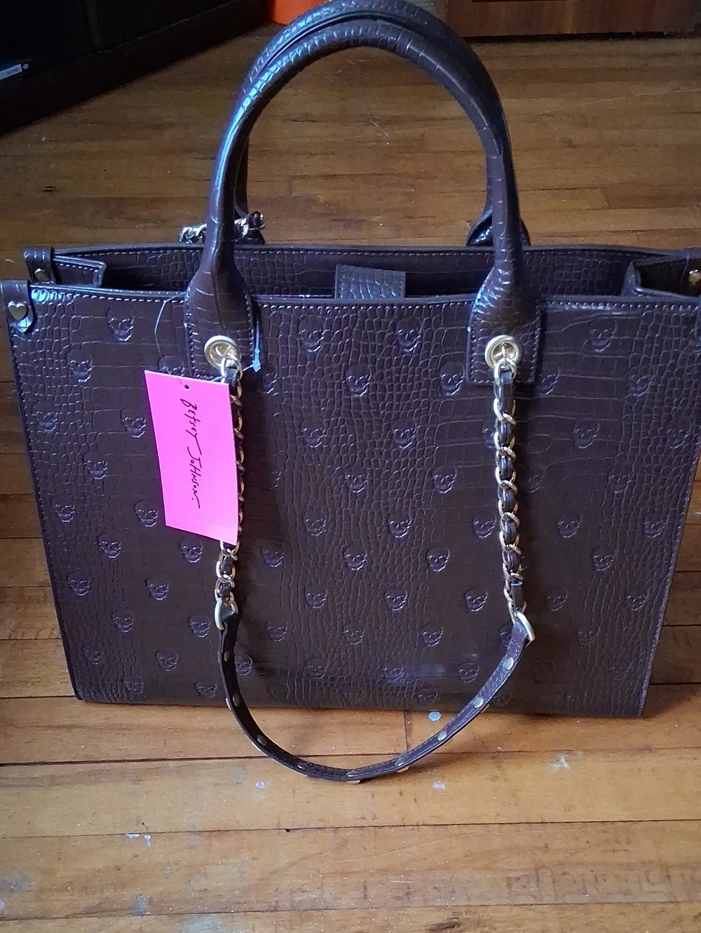 NWT Betsey Johnson Brown Skull Bag